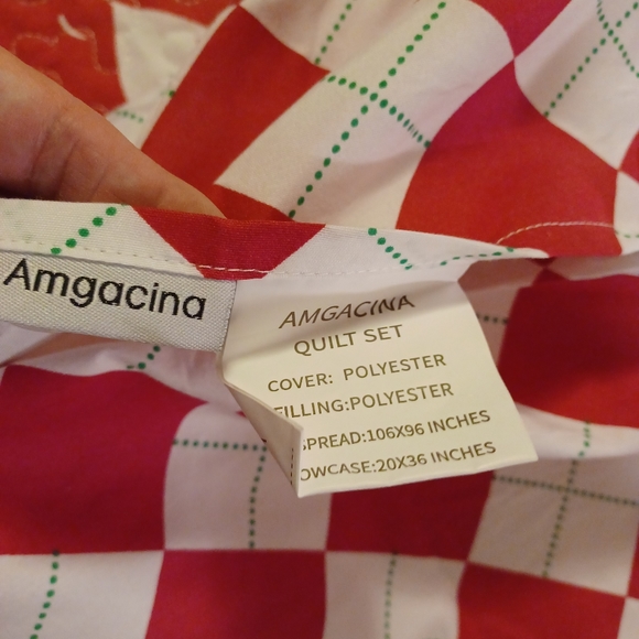 Amgacina king size quilt bedspread and pillow shams set reindeer print reversibl - Picture 2 of 5